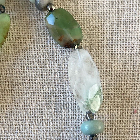 New Boho Chrysoprase Quartz & Amazonite Necklace w verdigris copper pendant … - Picture 7 of 11